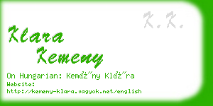 klara kemeny business card